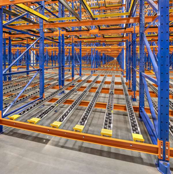 Pallet Flow Rack in a warehouse